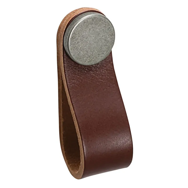 BOUTONS FLEXA 0404 CUIR MARRON - PASTILLE VIEUX FER